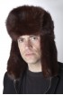 Dark brown marten-sable fur hat, Russian style 